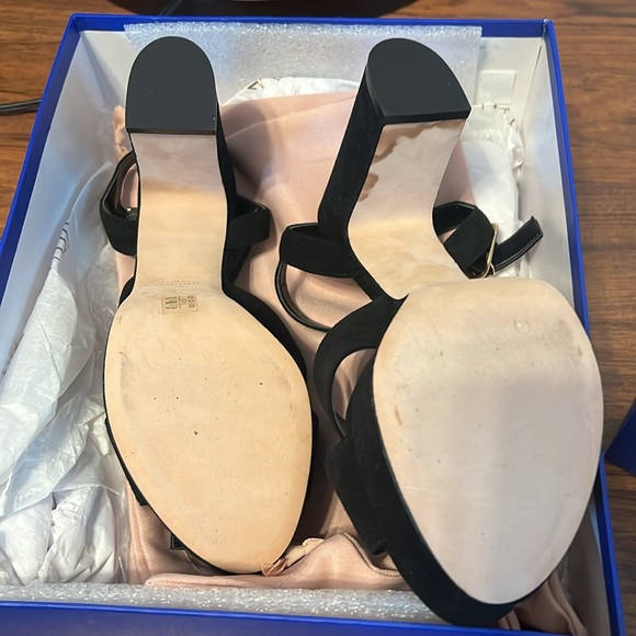 Stuart Weitzman Mariposa Platform Sandals in Black Suede, New in box , 38.5 /8B - Picture 12 of 13